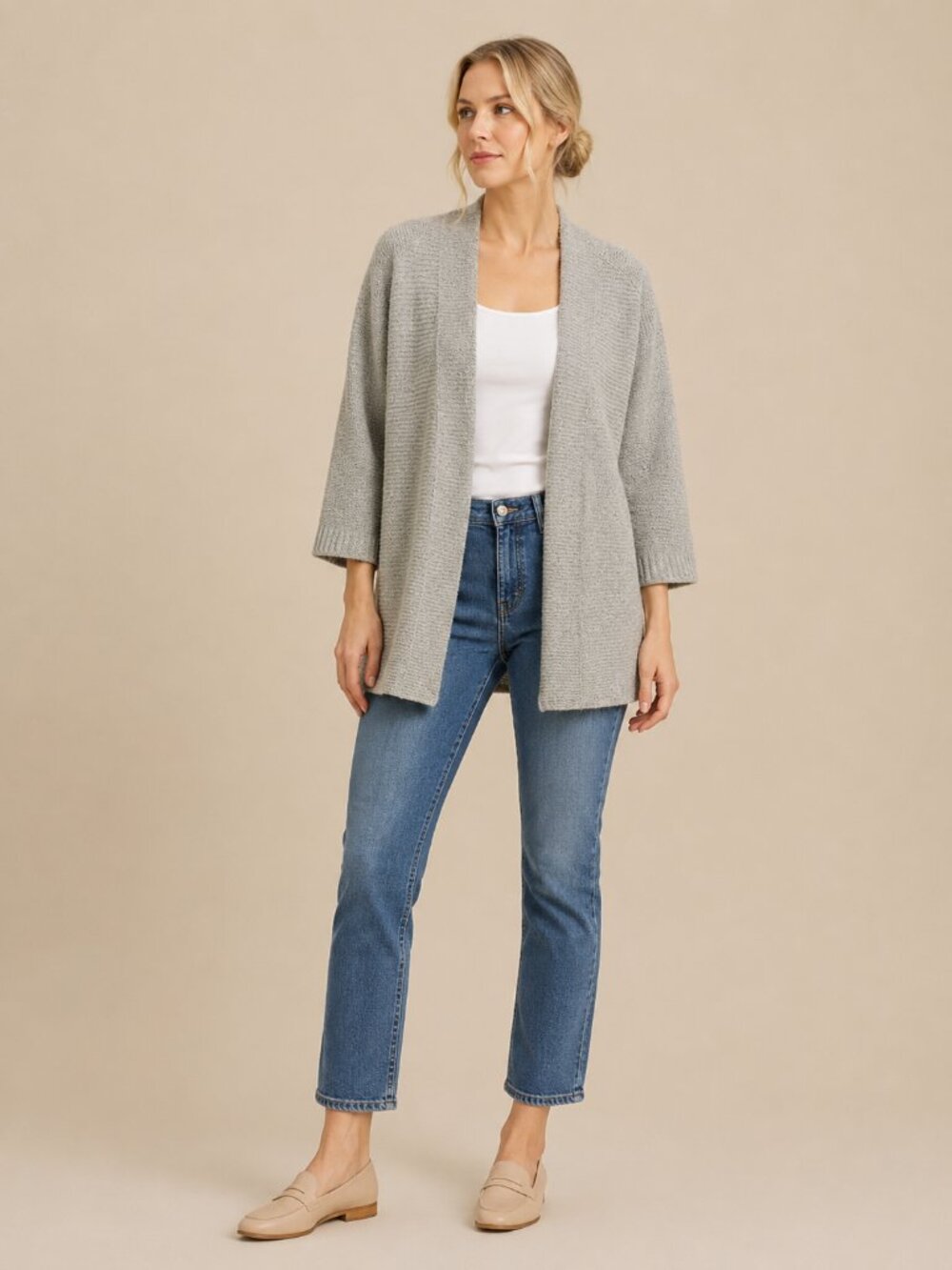 2/$30 Philomena Petti New York Open Cardigan Gray Small #A0459 TRB3
